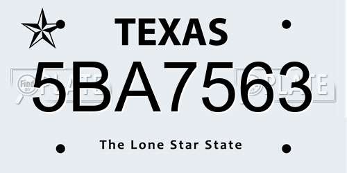 5BA7563 Texas License Plate