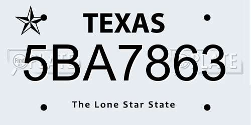 5BA7863 Texas License Plate