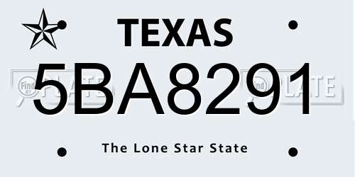 5BA8291 Texas License Plate