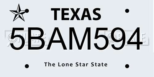 5BAM594 Texas License Plate