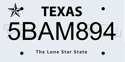 5BAM894 Texas License Plate