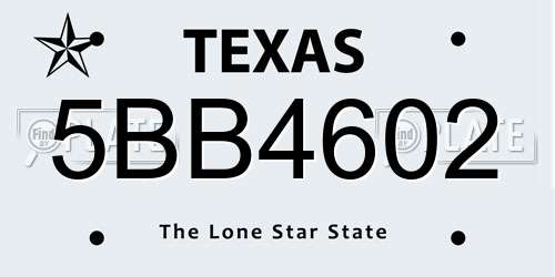 5BB4602 Texas License Plate