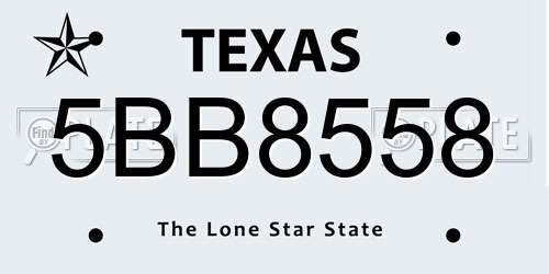 5BB8558 Texas License Plate