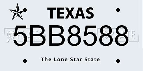 5BB8588 Texas License Plate