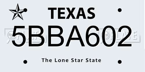 5BBA602 Texas License Plate