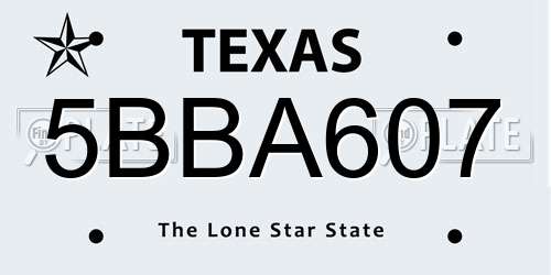 5BBA607 Texas License Plate