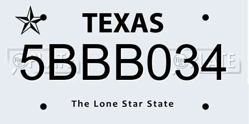 5BBB034 Texas License Plate