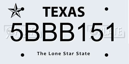 5BBB151 Texas License Plate