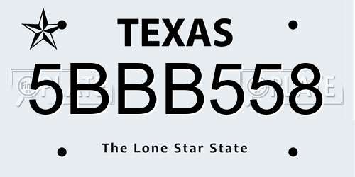 5BBB558 Texas License Plate