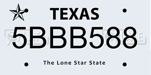 5BBB588 Texas License Plate
