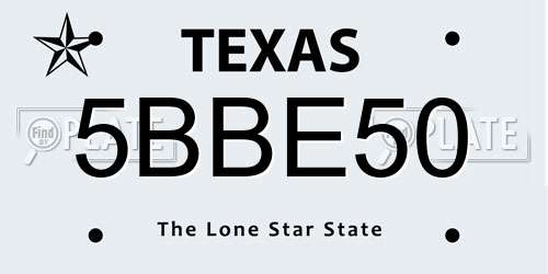 5BBE50 Texas License Plate