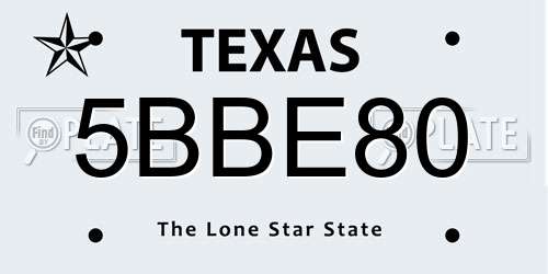 5BBE80 Texas License Plate