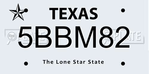 5BBM82 Texas License Plate
