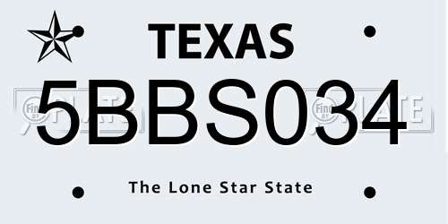 5BBS034 Texas License Plate