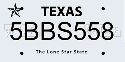 5BBS558 Texas License Plate
