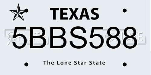 5BBS588 Texas License Plate