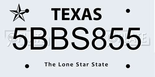 5BBS855 Texas License Plate