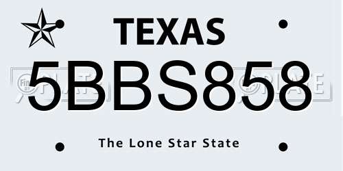 5BBS858 Texas License Plate
