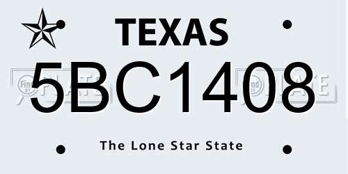 5BC1408 Texas License Plate