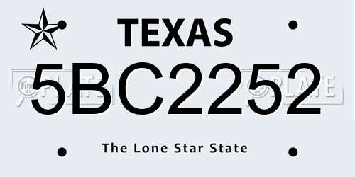 5BC2252 Texas License Plate