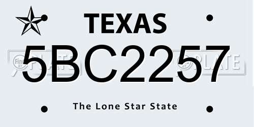 5BC2257 Texas License Plate