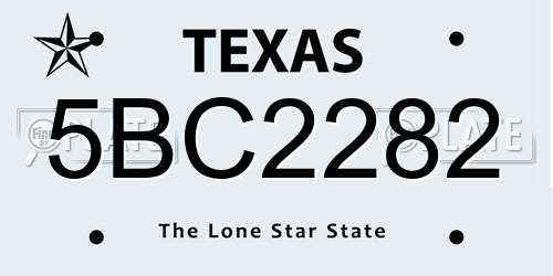 5BC2282 Texas License Plate