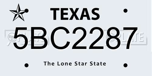 5BC2287 Texas License Plate