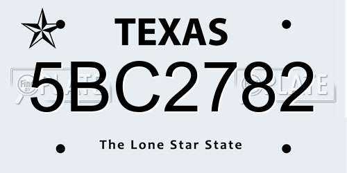 5BC2782 Texas License Plate