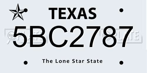 5BC2787 Texas License Plate