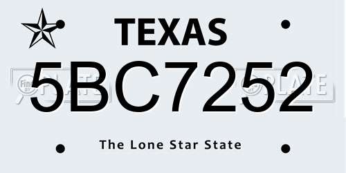 5BC7252 Texas License Plate