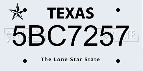 5BC7257 Texas License Plate