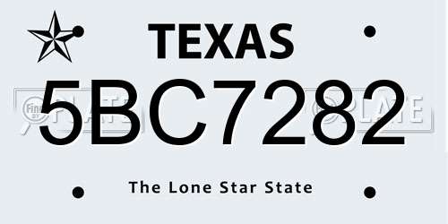 5BC7282 Texas License Plate