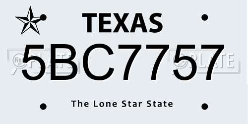 5BC7757 Texas License Plate