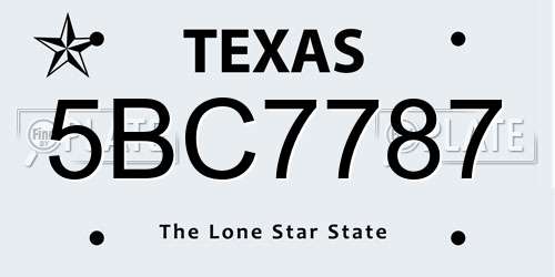 5BC7787 Texas License Plate