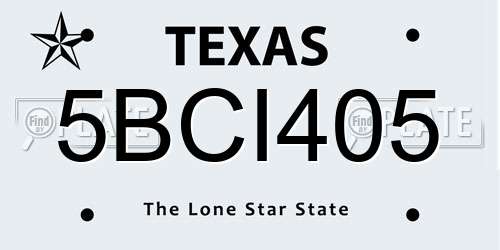 5BCI405 Texas License Plate
