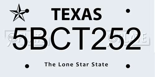 5BCT252 Texas License Plate