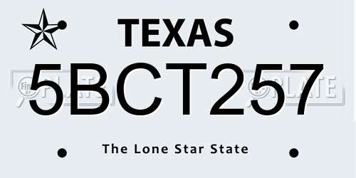 5BCT257 Texas License Plate