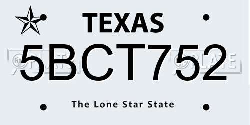 5BCT752 Texas License Plate
