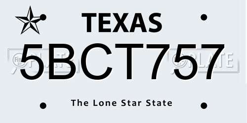 5BCT757 Texas License Plate