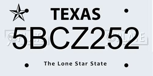 5BCZ252 Texas License Plate