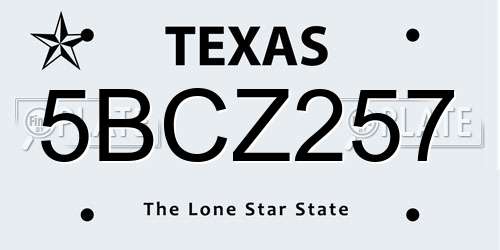 5BCZ257 Texas License Plate