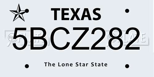 5BCZ282 Texas License Plate