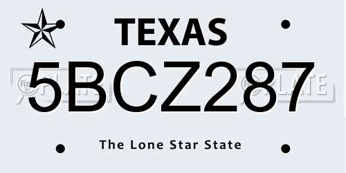 5BCZ287 Texas License Plate
