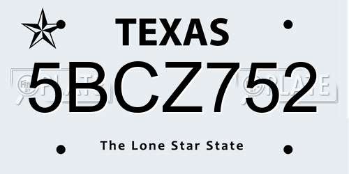 5BCZ752 Texas License Plate