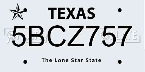 5BCZ757 Texas License Plate
