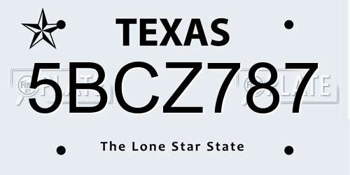 5BCZ787 Texas License Plate