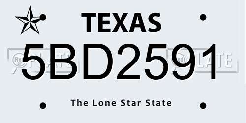 5BD2591 Texas License Plate
