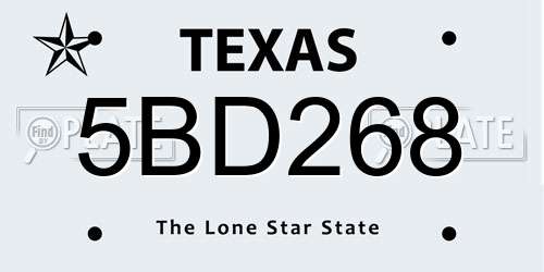 5BD268 Texas License Plate