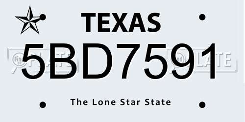 5BD7591 Texas License Plate