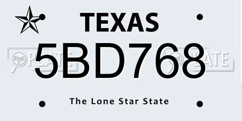 5BD768 Texas License Plate